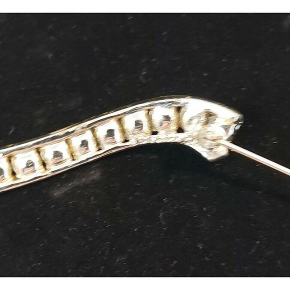 Vtg Ribbon Silver Tone With Clear Stones Statement brooch Pin 2.25" Signed - Picture 7 of 7